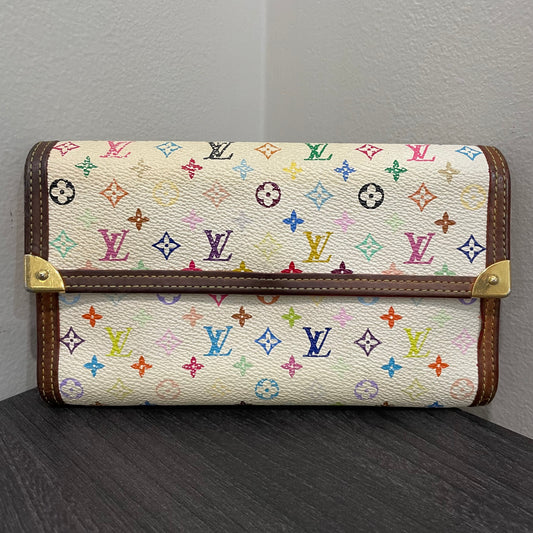 #202 LOUIS VUITTON Multicolor Monogram White Wallet