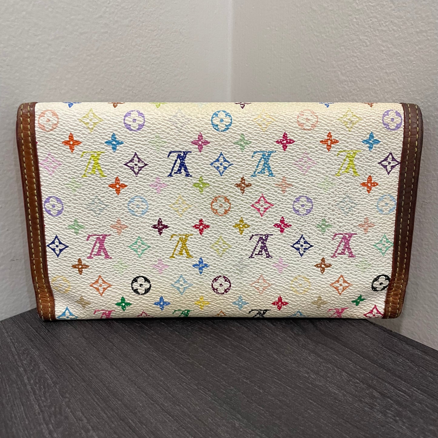 #202 LOUIS VUITTON Multicolor Monogram White Wallet