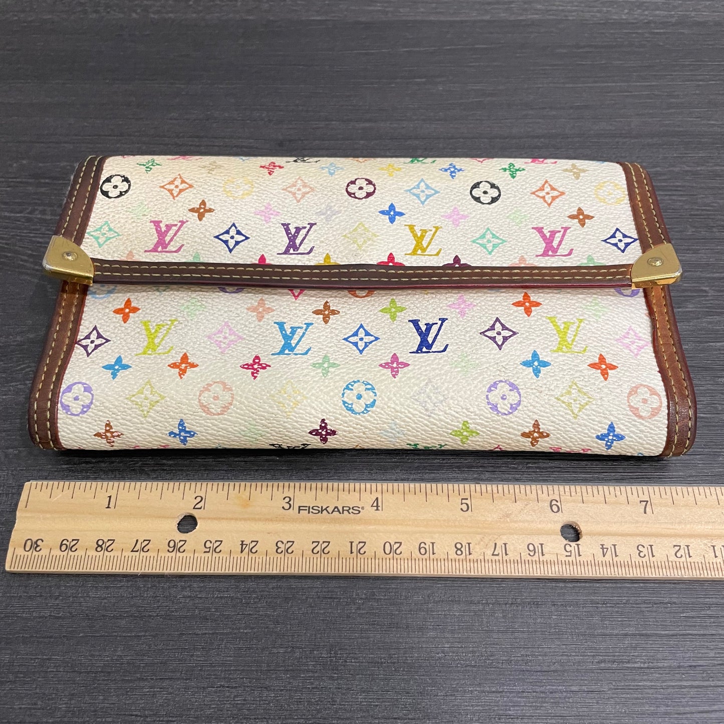 #202 LOUIS VUITTON Multicolor Monogram White Wallet