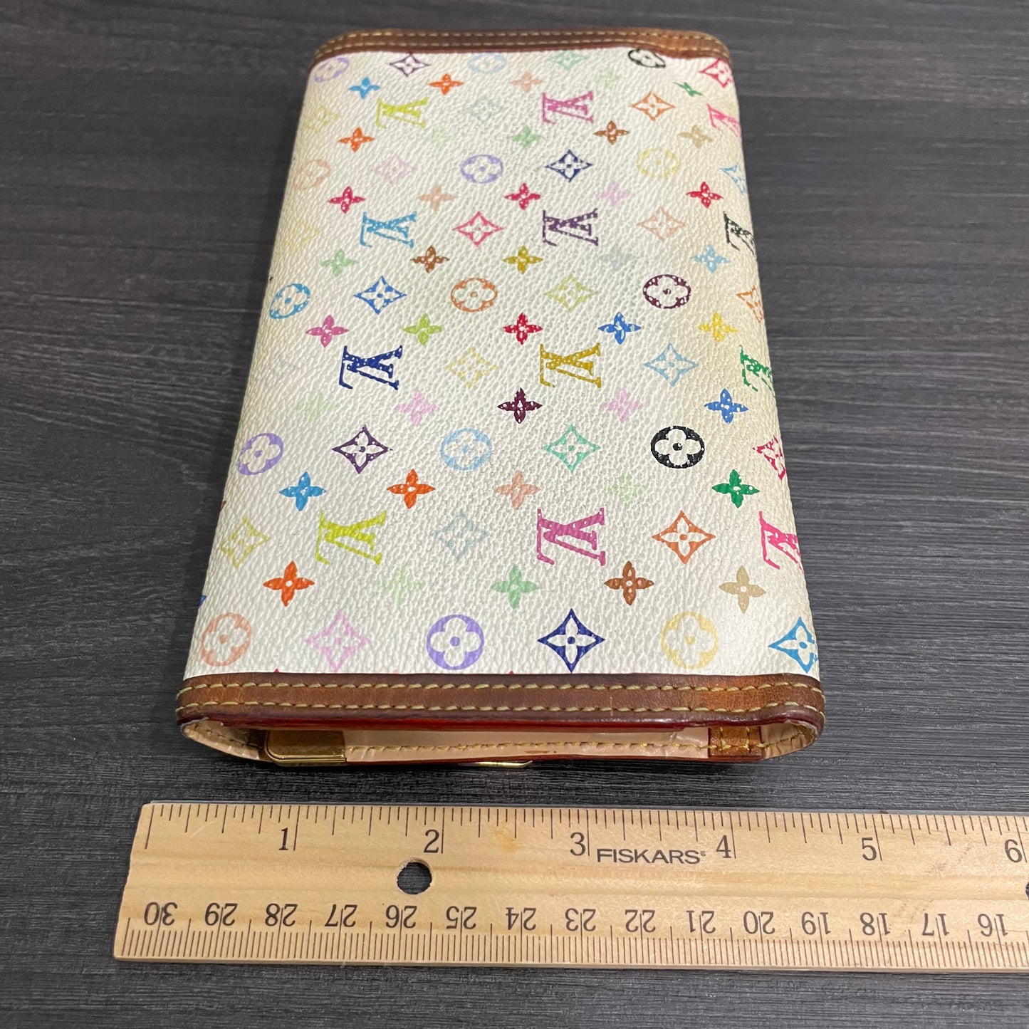 #202 LOUIS VUITTON Multicolor Monogram White Wallet