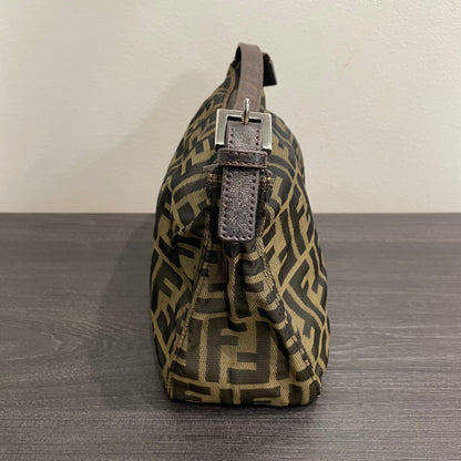 #609 FENDI Zucca Cuoio Romano Selleria Mini Pochette Tobacco Moro