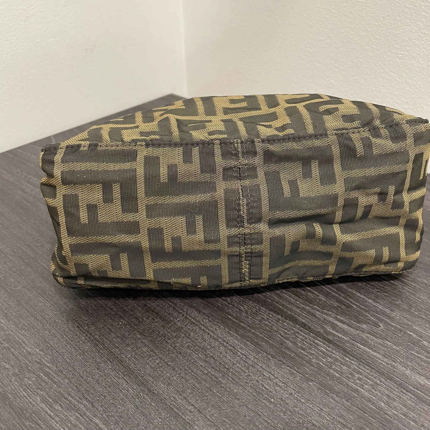 #609 FENDI Zucca Cuoio Romano Selleria Mini Pochette Tobacco Moro