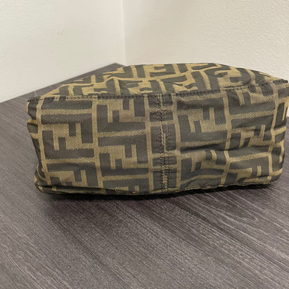 #609 FENDI Zucca Cuoio Romano Selleria Mini Pochette Tobacco Moro