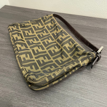 #609 FENDI Zucca Cuoio Romano Selleria Mini Pochette Tobacco Moro