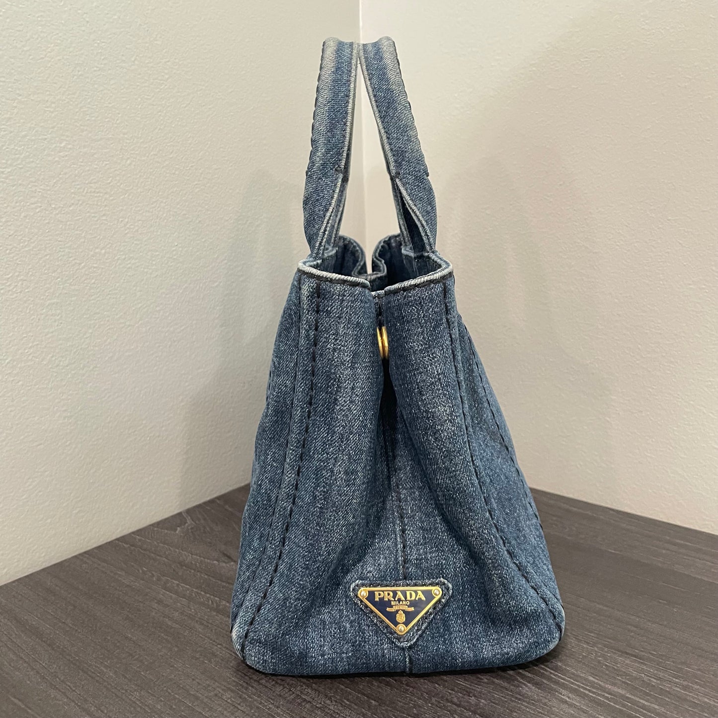 #702 PRADA Canapa Denim Tote