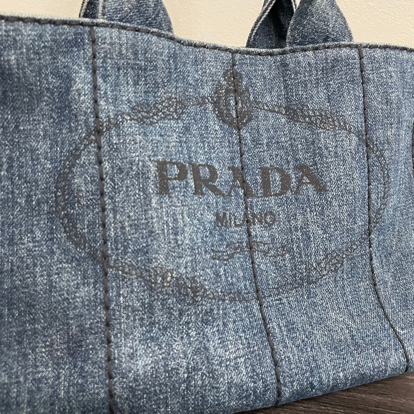 #702 PRADA Canapa Denim Tote