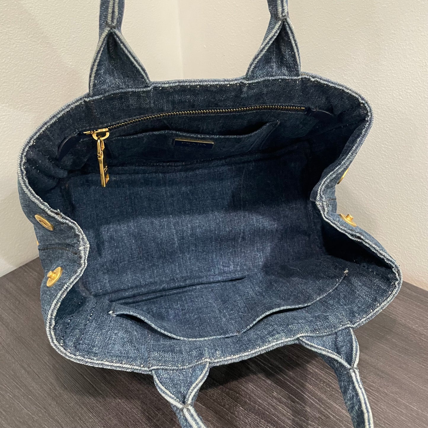 #702 PRADA Canapa Denim Tote