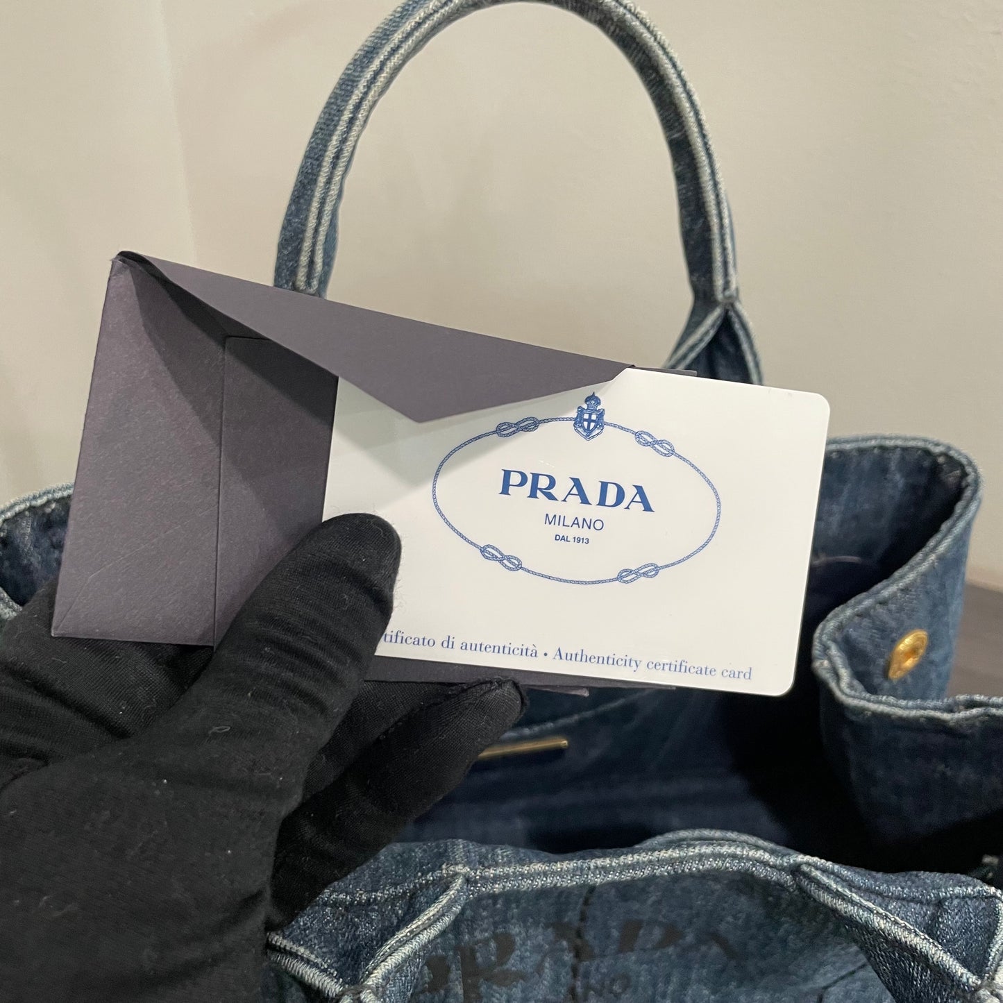 #702 PRADA Canapa Denim Tote