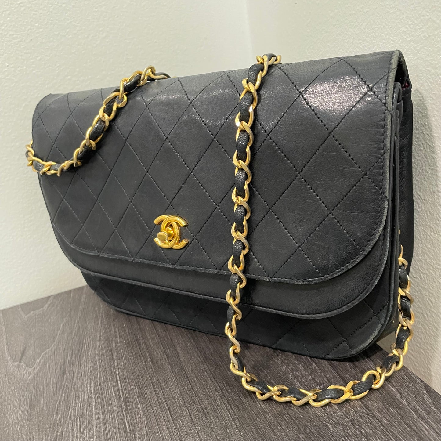 #716 CHANEL Classic Double Flap Quilted Lambskin Leather Shoulder Bag (24 kt gold-plated hardware)