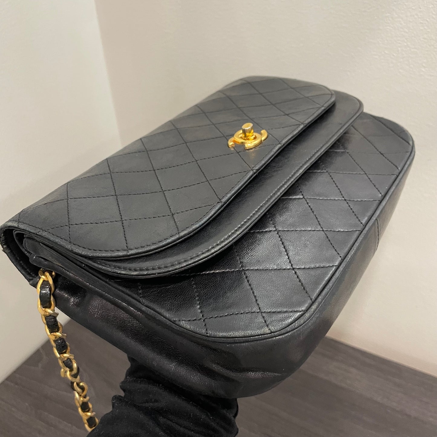 #716 CHANEL Classic Double Flap Quilted Lambskin Leather Shoulder Bag (24 kt gold-plated hardware)