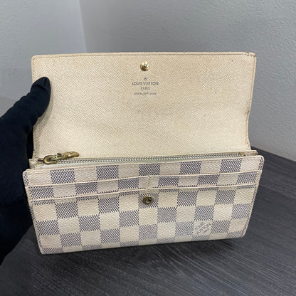 #111 LOUIS VUITTON Damier Azur Long Wallet with Dust Bag & Box