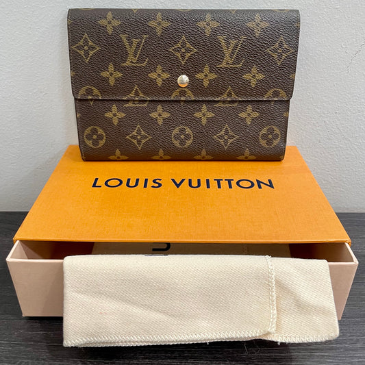 #117 LOUIS VUITTON Monogram Large Trifold Wallet with Dust Bag & Box