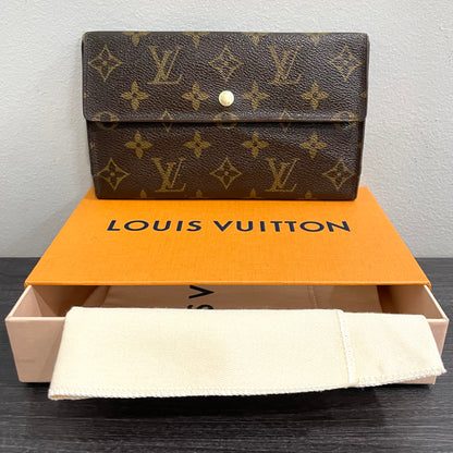 #120 LOUIS VUITTON Monogram Long Trifold Wallet with Dust Bag & Box