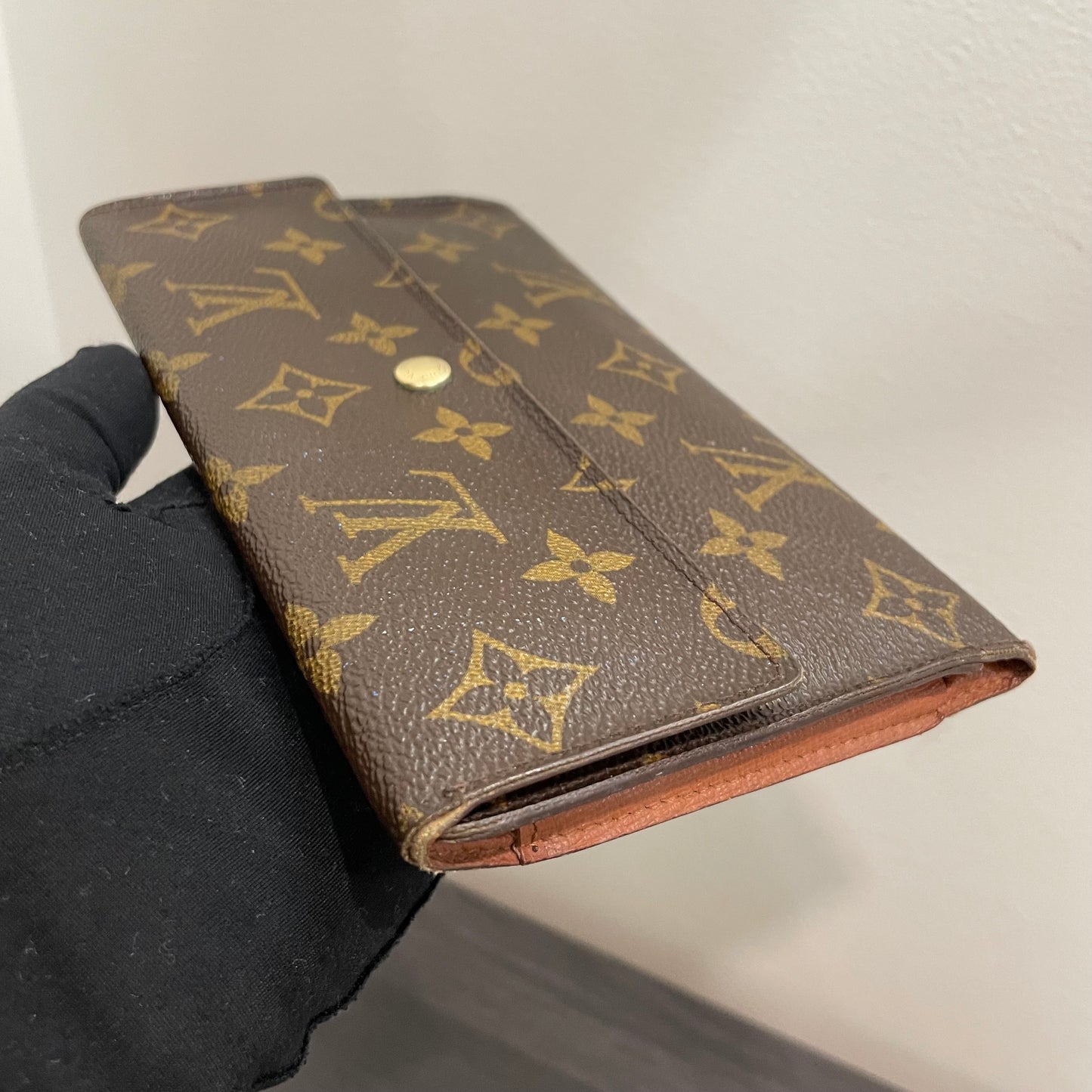 #120 LOUIS VUITTON Monogram Long Trifold Wallet with Dust Bag & Box