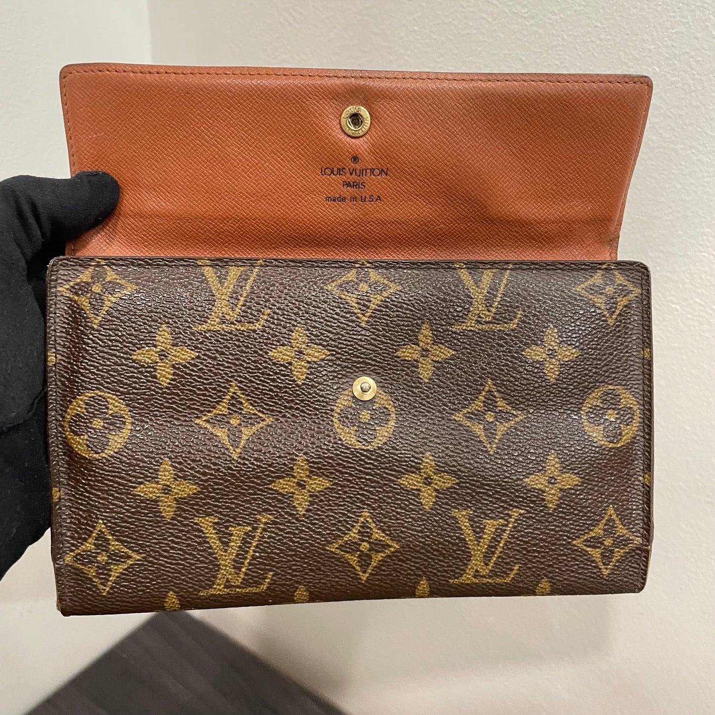 #120 LOUIS VUITTON Monogram Long Trifold Wallet with Dust Bag & Box