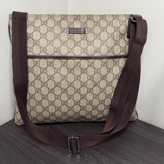 #1055 Gucci GG Coated Canvas Tote with Adjustable Strap