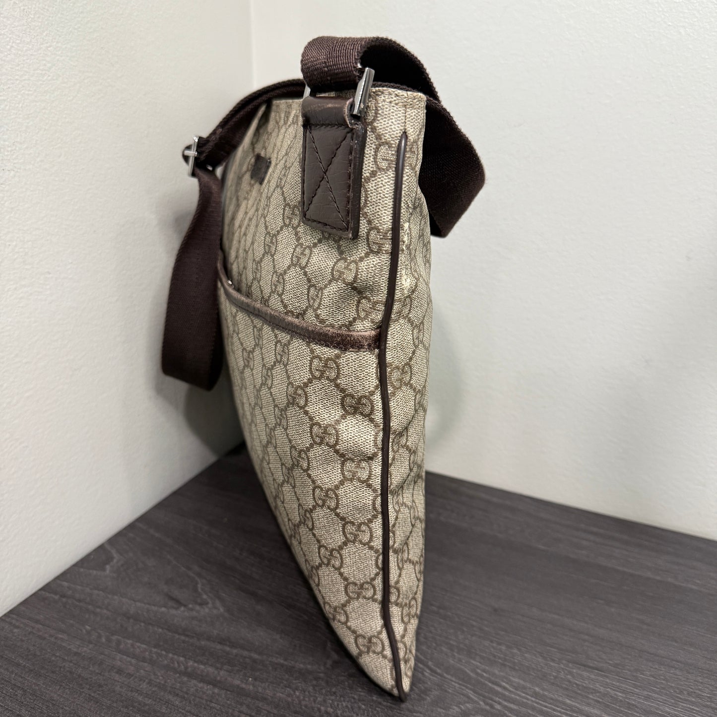 #1055 Gucci GG Coated Canvas Tote with Adjustable Strap