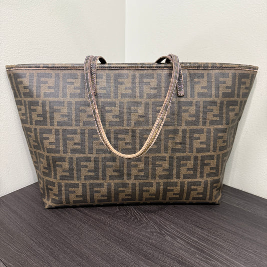 #1056 FENDI Zucca Spalmati Small Roll Tote Tobacco Viola