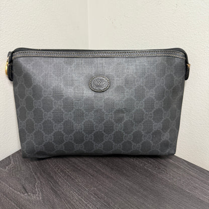 #1061 GUCCI GG Black Coated Canvas Pouch