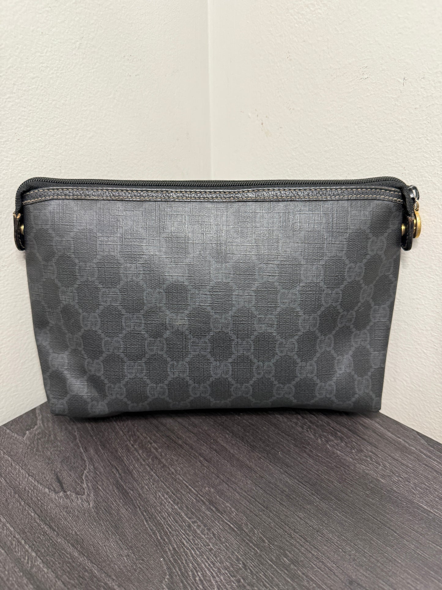#1061 GUCCI GG Black Coated Canvas Pouch