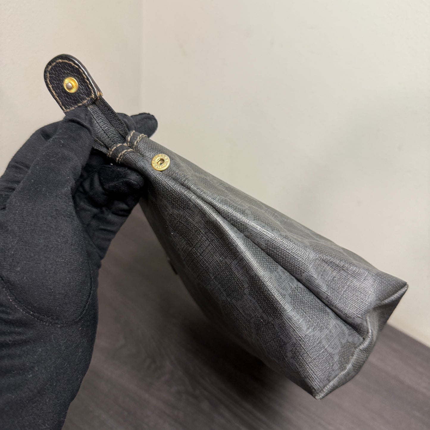 #1061 GUCCI GG Black Coated Canvas Pouch