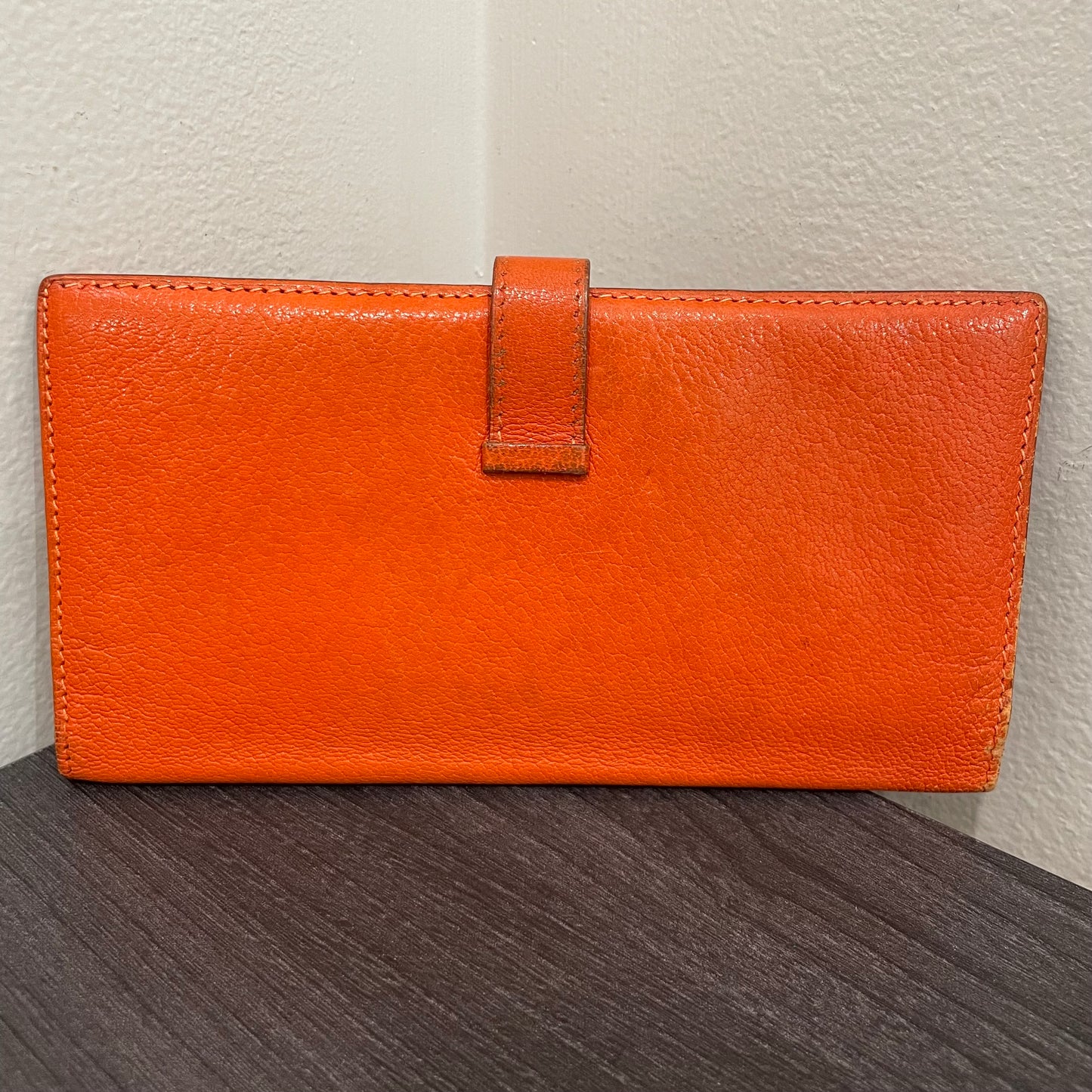 #134 Hermès Orange Leather Long Wallet