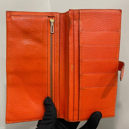 #134 Hermès Orange Leather Long Wallet