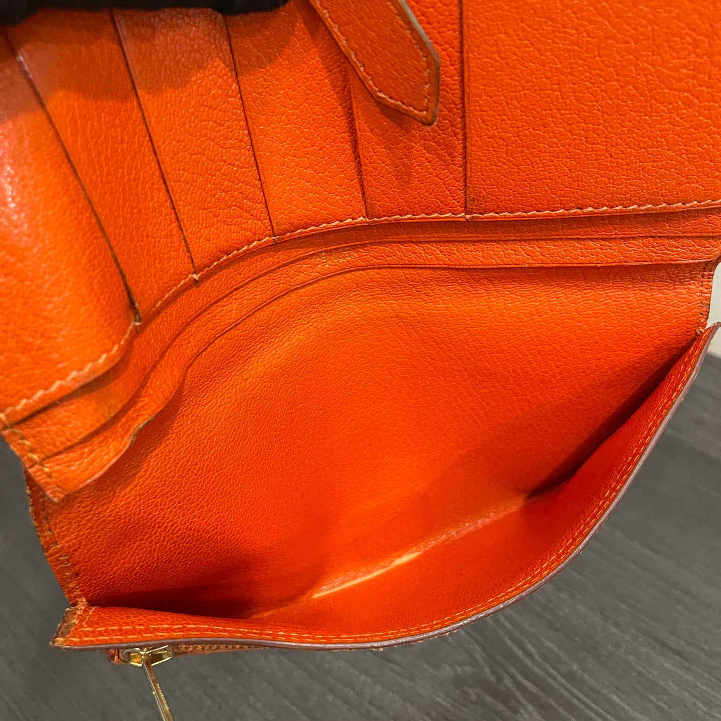 #134 Hermès Orange Leather Long Wallet