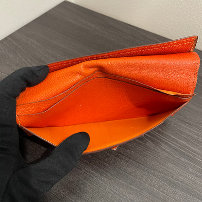 #134 Hermès Orange Leather Long Wallet