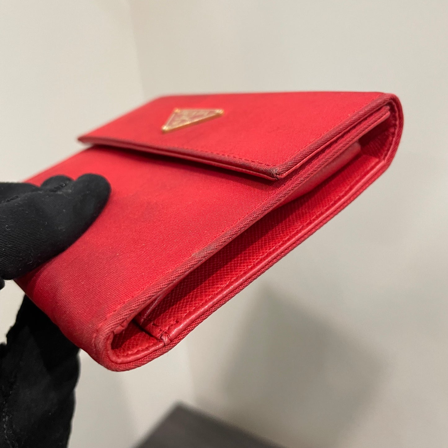 #137 PRADA Red Nylon & Leather Trifold Wallet