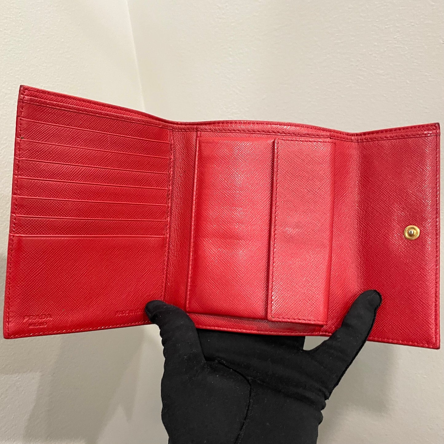 #137 PRADA Red Nylon & Leather Trifold Wallet