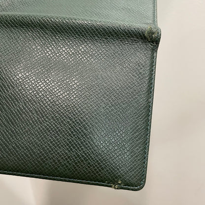 #164 LOUIS VUITTON Green Leather Long Flap Wallet