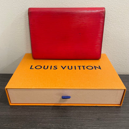 #169 LOUIS VUITTON Red Epi Leather Trifold Wallet & Box