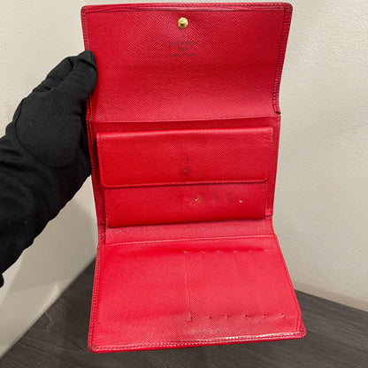 #169 LOUIS VUITTON Red Epi Leather Trifold Wallet & Box