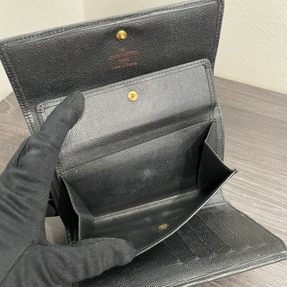 #170 LOUIS VUITTON Black Epi Leather Trifold Wallet & Box
