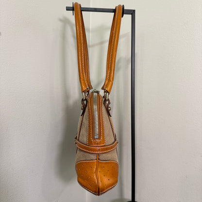 1015-01 GUCCI Canvas Web GG Reins Shoulder Bag Cognac