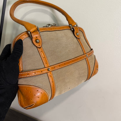1015-01 GUCCI Canvas Web GG Reins Shoulder Bag Cognac