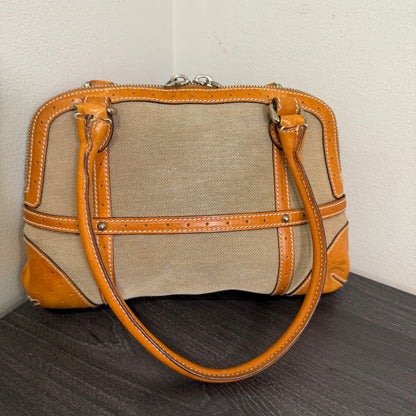 1015-01 GUCCI Canvas Web GG Reins Shoulder Bag Cognac