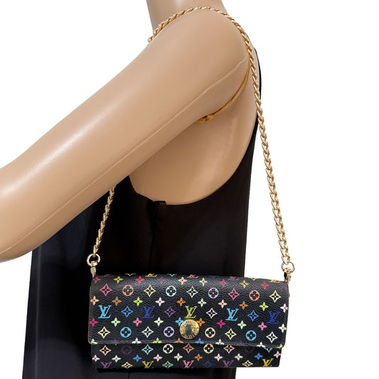 1015-02 LOUIS VUITTON x MURAKAMI Black & Lavender Sarah Wallet with Removable Chain