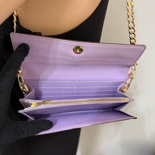 1015-02 LOUIS VUITTON x MURAKAMI Black & Lavender Sarah Wallet with Removable Chain