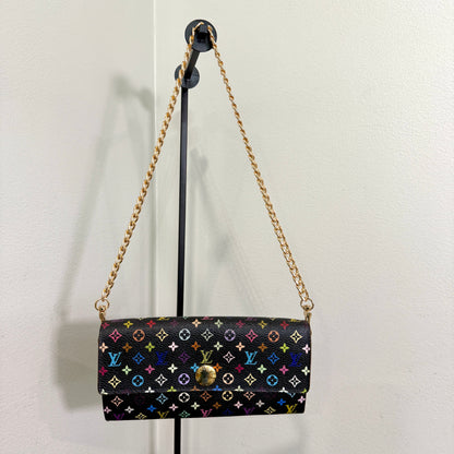 1015-02 LOUIS VUITTON x MURAKAMI Black & Lavender Sarah Wallet with Removable Chain