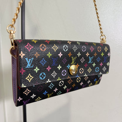 1015-02 LOUIS VUITTON x MURAKAMI Black & Lavender Sarah Wallet with Removable Chain