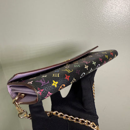 1015-02 LOUIS VUITTON x MURAKAMI Black & Lavender Sarah Wallet with Removable Chain