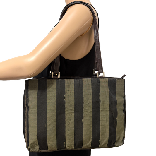 1015-04 FENDI Striped Pequin Bag