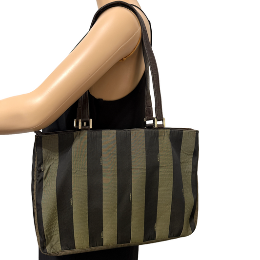 1015-04 FENDI Striped Pequin Bag
