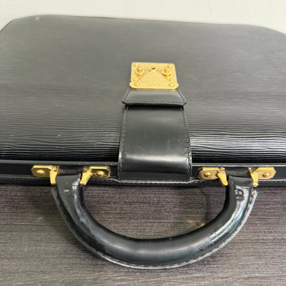 1015-06 LOUIS VUITTON Black Epi Serviette Fermoir Executive Briefcase