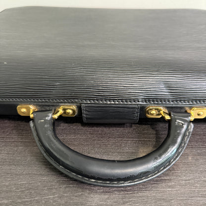 1015-06 LOUIS VUITTON Black Epi Serviette Fermoir Executive Briefcase