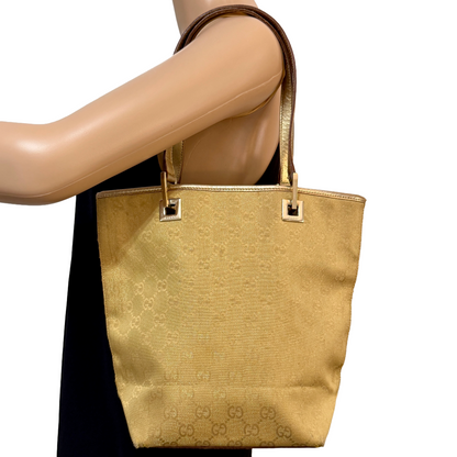 1015-07 GUCCI Gold GG Canvas Tote