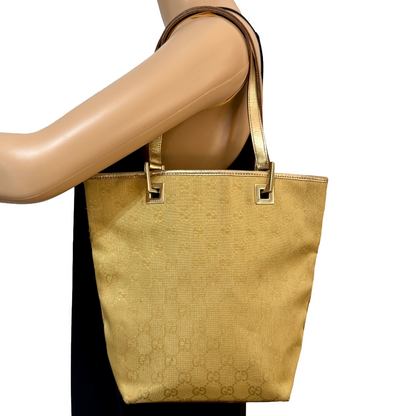 1015-07 GUCCI Gold GG Canvas Tote