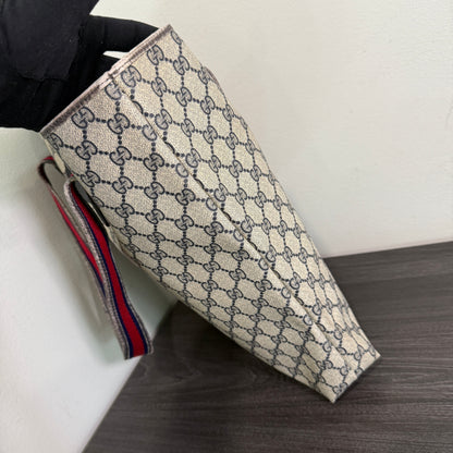 1015-10 GUCCI Navy Blue GG Supreme Sherry Line Shoulder Bag